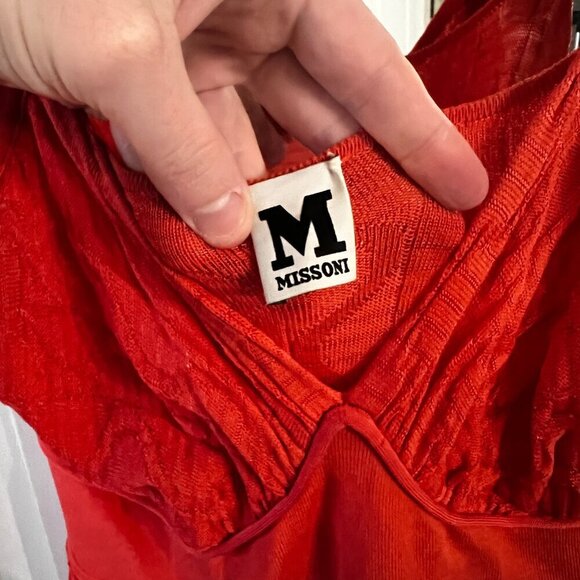 801 MISSONI Runway Knitted/Crochet Coral Lined Long Dress Size US 8 Color Orange - Picture 6 of 10